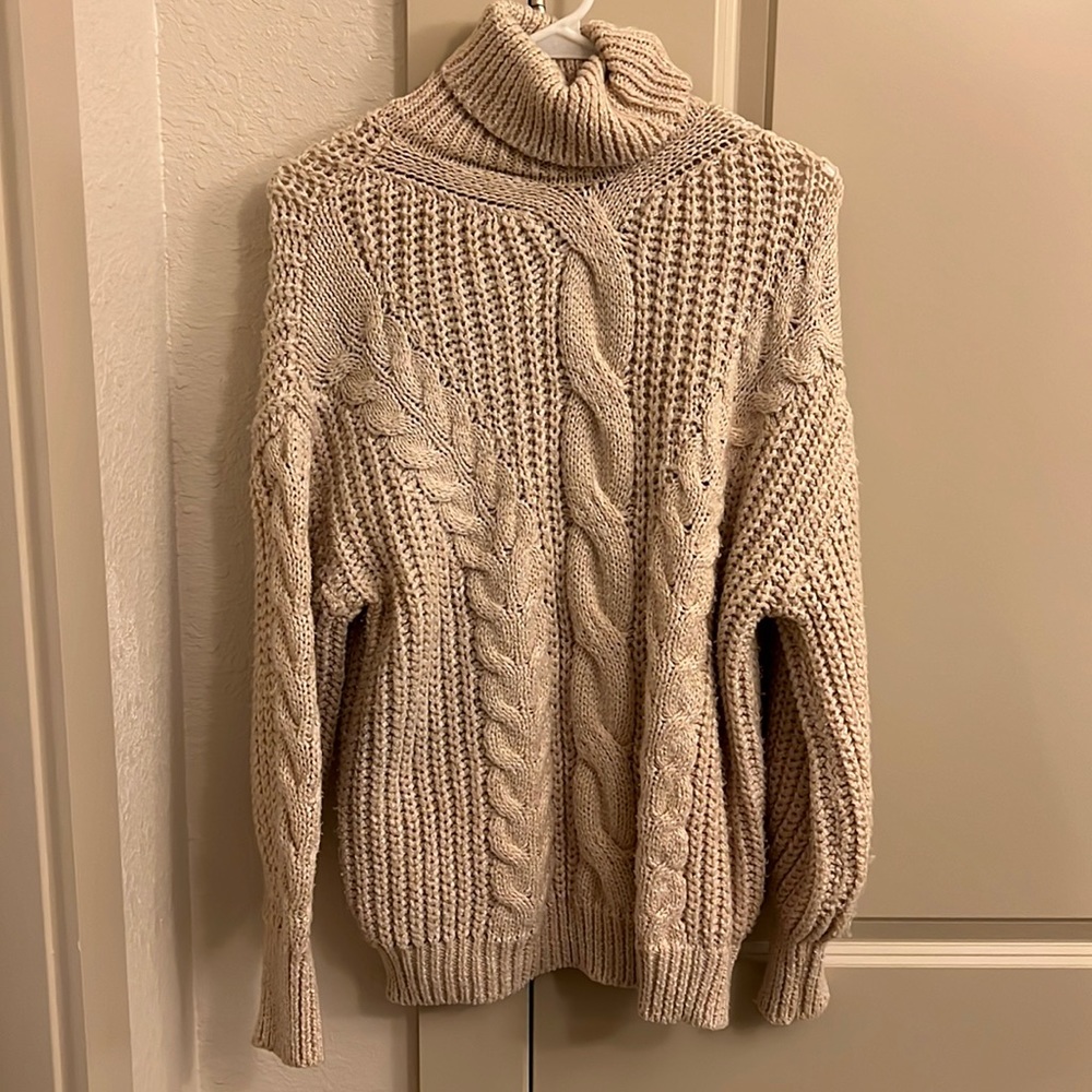 Cream Turtle Neck Sweater